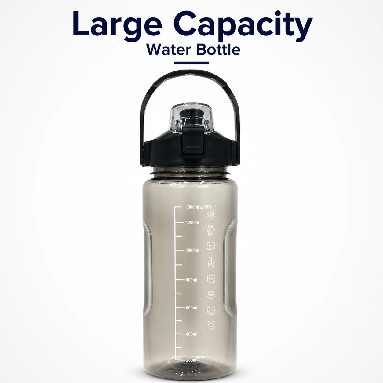 1500ml Large Capacity Water Bottle with Time Markings | Motivational Leakproof BPA-Free Gym Bottle with Handle – Hydration Tracker for Fitness, Office & Outdoor Use
