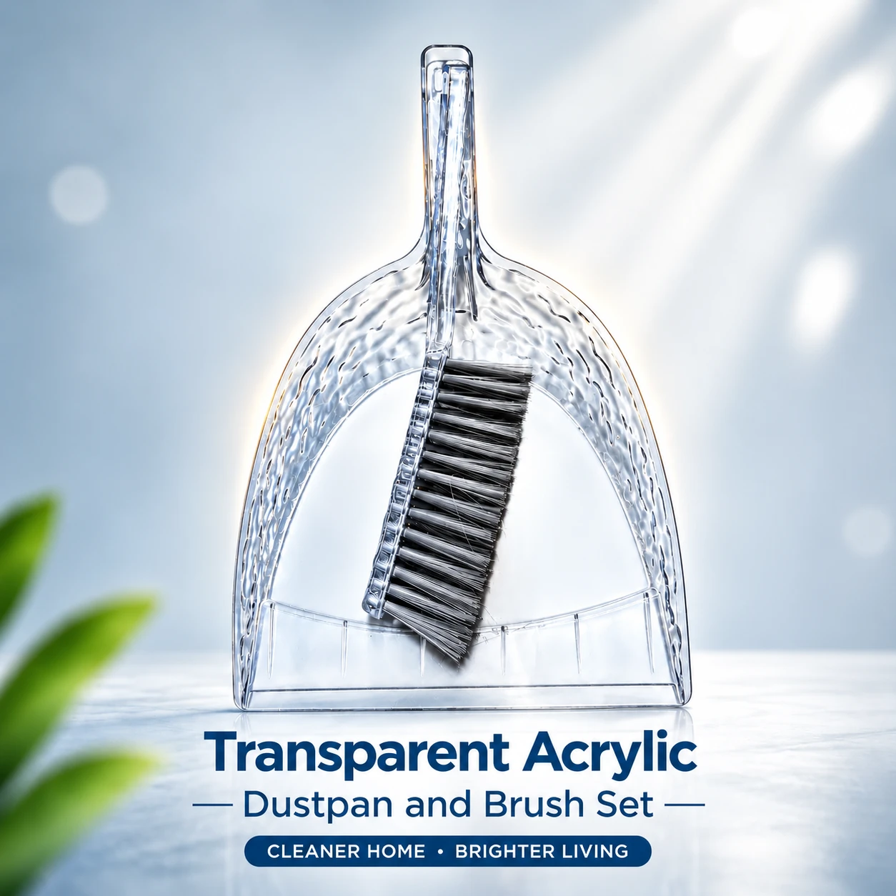 Transparent Acrylic Dustpan and Brush Set | Compact Handheld Dustpan with Cleaning Brush | Kitchen, Home & Office Floor Cleaning Dustpan Set. (Colors & Design May Vary)