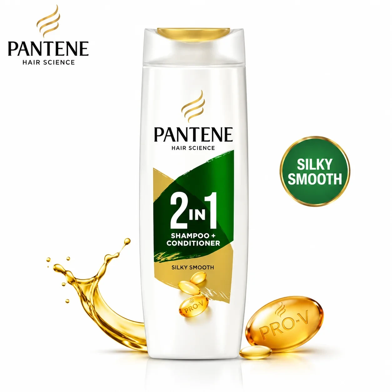 Pantene 2 In 1 Silky Smooth Care Shampoo + Conditioner 180Ml | Soft Smooth & Strong Hair Care for Daily Use
