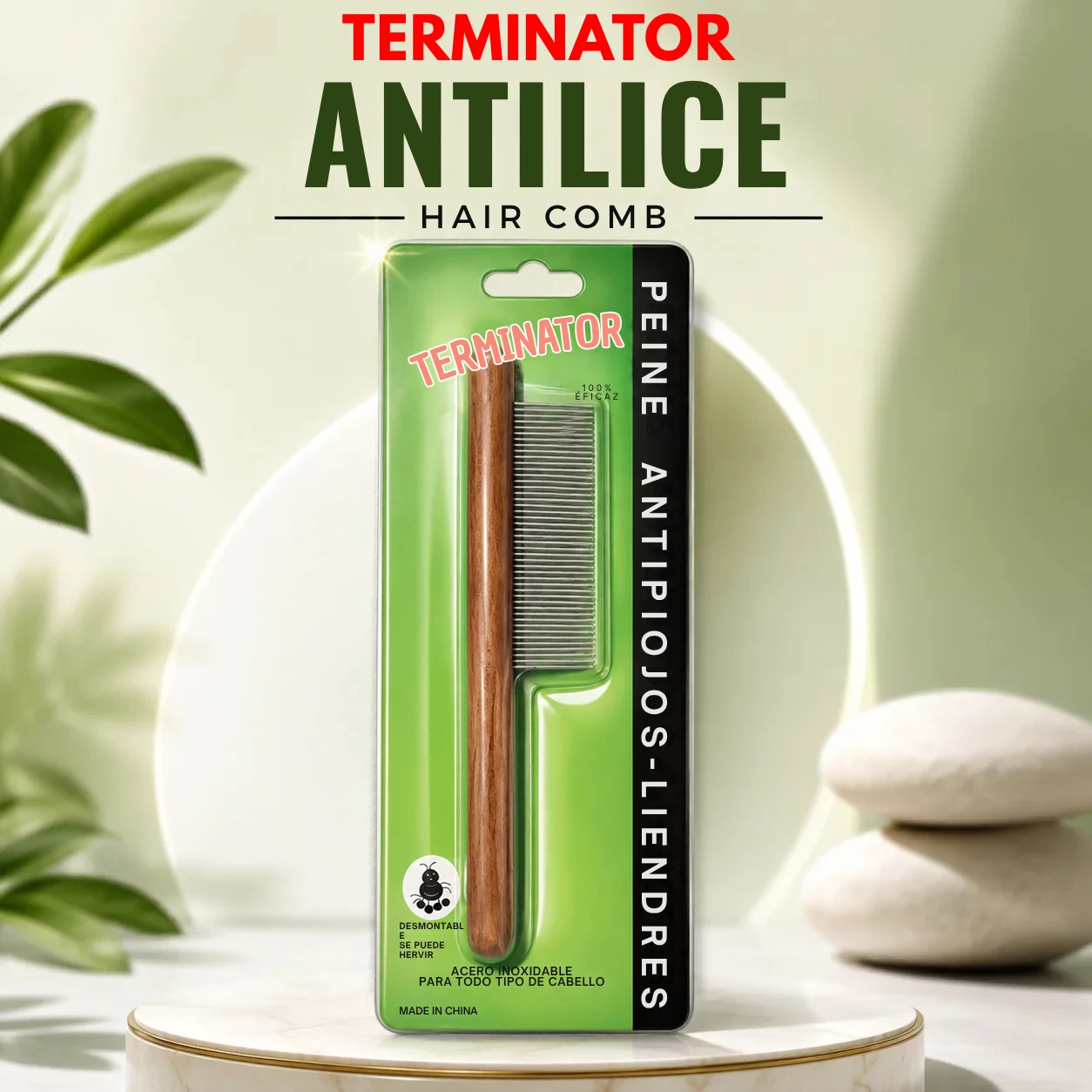 Premium Stainless Steel Anti-Lice Hair Comb | Professional Head Lice & Nit Removal Comb with Wooden Handle for Kids & Adults