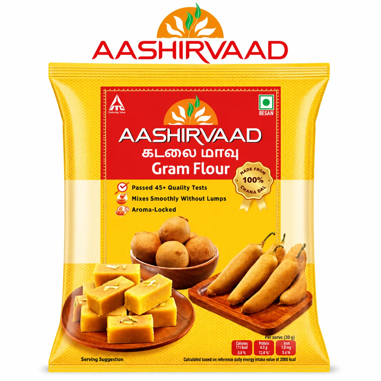 Aashirvaad Gram Flour (Besan) 200g | Premium Fine Chana Dal Flour for Cooking & Snacks | Smooth Texture, Lump-Free & Authentic Taste