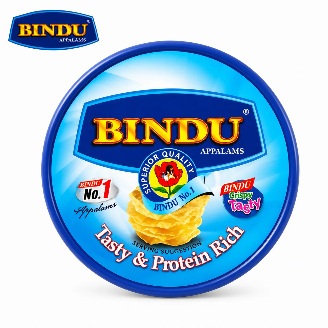 Bindu Appalams No.1 120Gm | Crispy Protein Rich Papad | Traditional South Indian Appalam Snack for Meals & Festive Occasions
