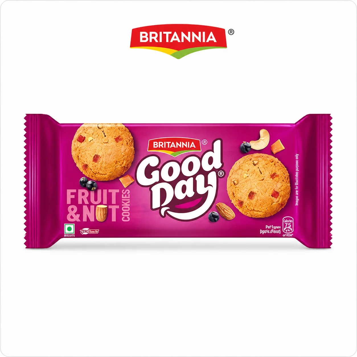 Britannia Good Day Fruit & Nut Biscuits 450G | Crunchy Cookies with Real Fruits & Nuts – Perfect Tea Time Snack for Family & Kids