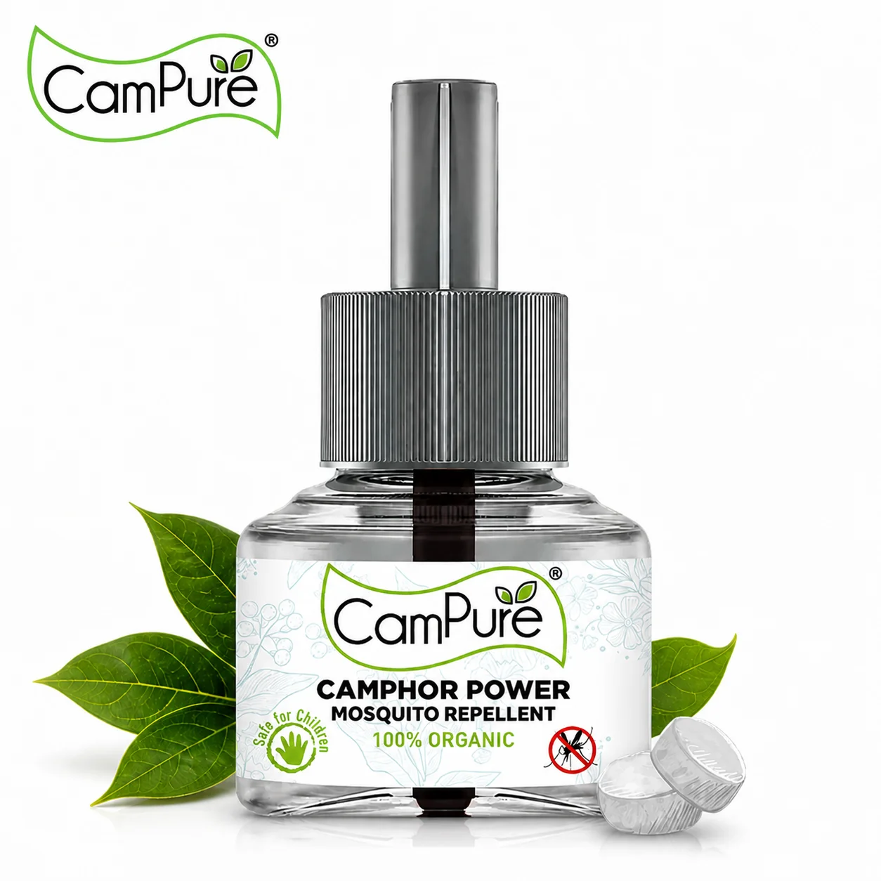 CamPure Camphor Power Mosquito Repellent Refill 45ml | 100% Organic Protection, Long Lasting Natural Aroma & Safe Indoor Mosquito Control