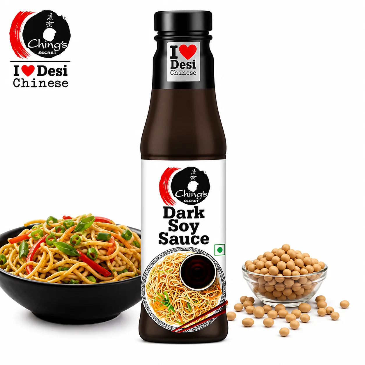 Ching’s Dark Soy Sauce 210G | Authentic Desi Chinese Soy Sauce for Noodles, Fried Rice & Stir Fry | Rich Dark Flavour Cooking Sauce