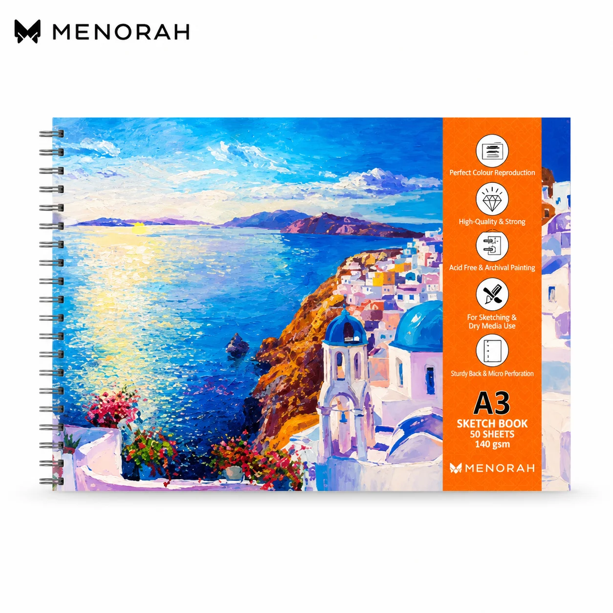 Classmate A3 Drawing Spiral Book 50 Sheets | 140 GSM Thick Artist Paper & Easy Tear Pages | Ideal for Sketching, Drawing, Watercolor & Students/Artists