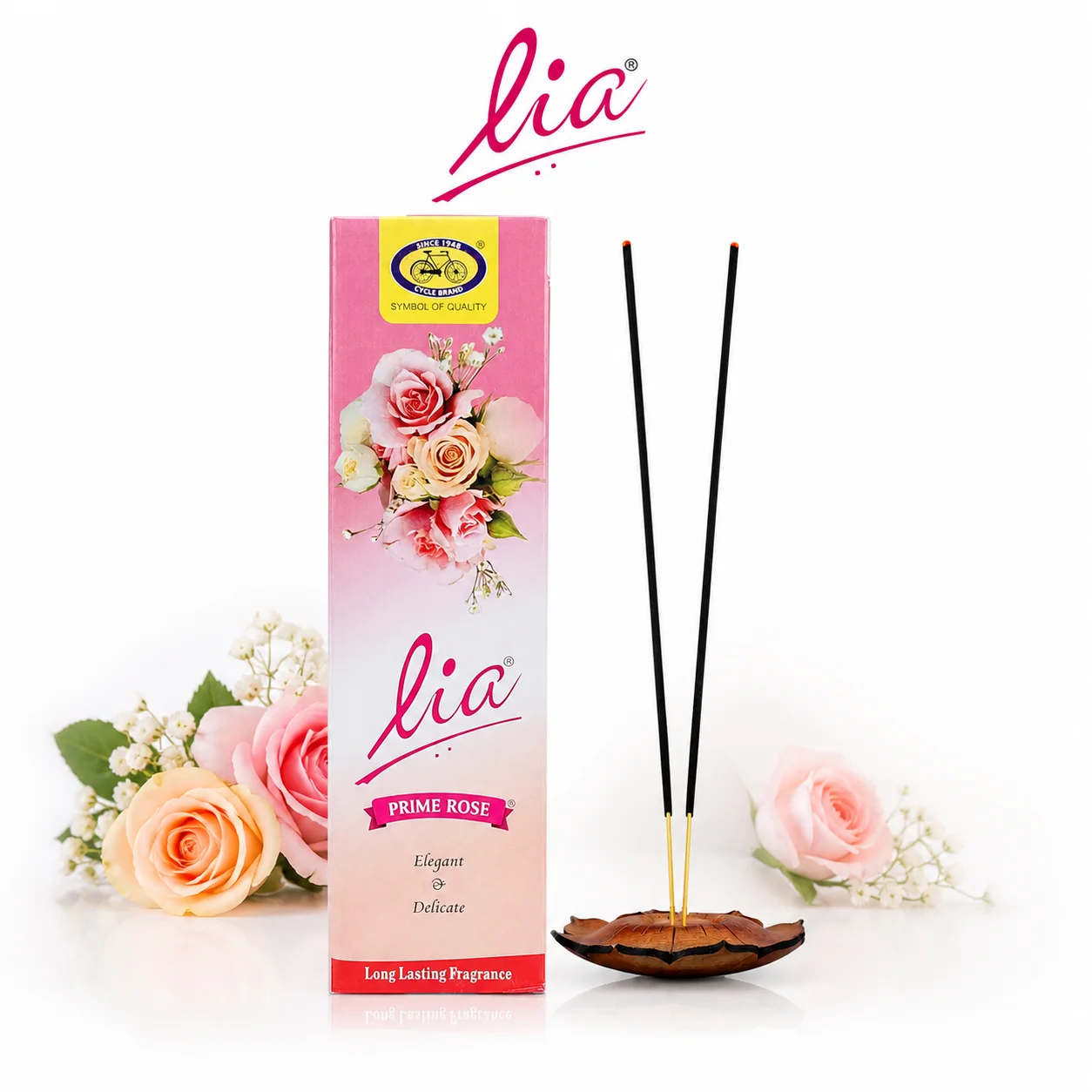 Cycle Lia Prime Rose Agarbathi 90G | Premium Rose Fragrance Incense Sticks | Long-Lasting Floral Aroma for Daily Pooja, Prayer, Meditation & Home Freshness