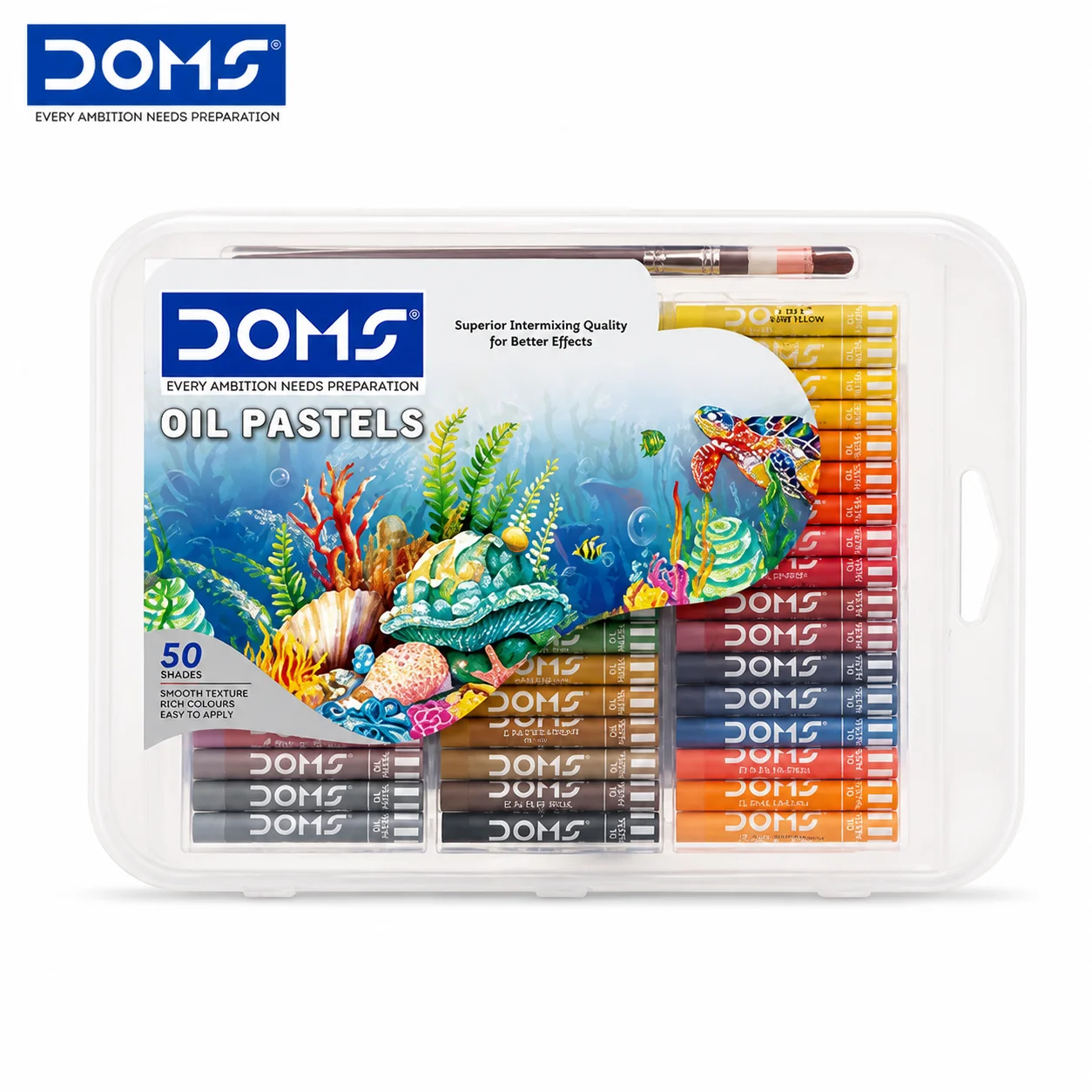 DOMS Oil Pastels 50 Shades Set | Smooth Blending, Vibrant Colours & Non-Toxic Art Kit | Ideal for Students, Artists, School Projects & Creative Drawing