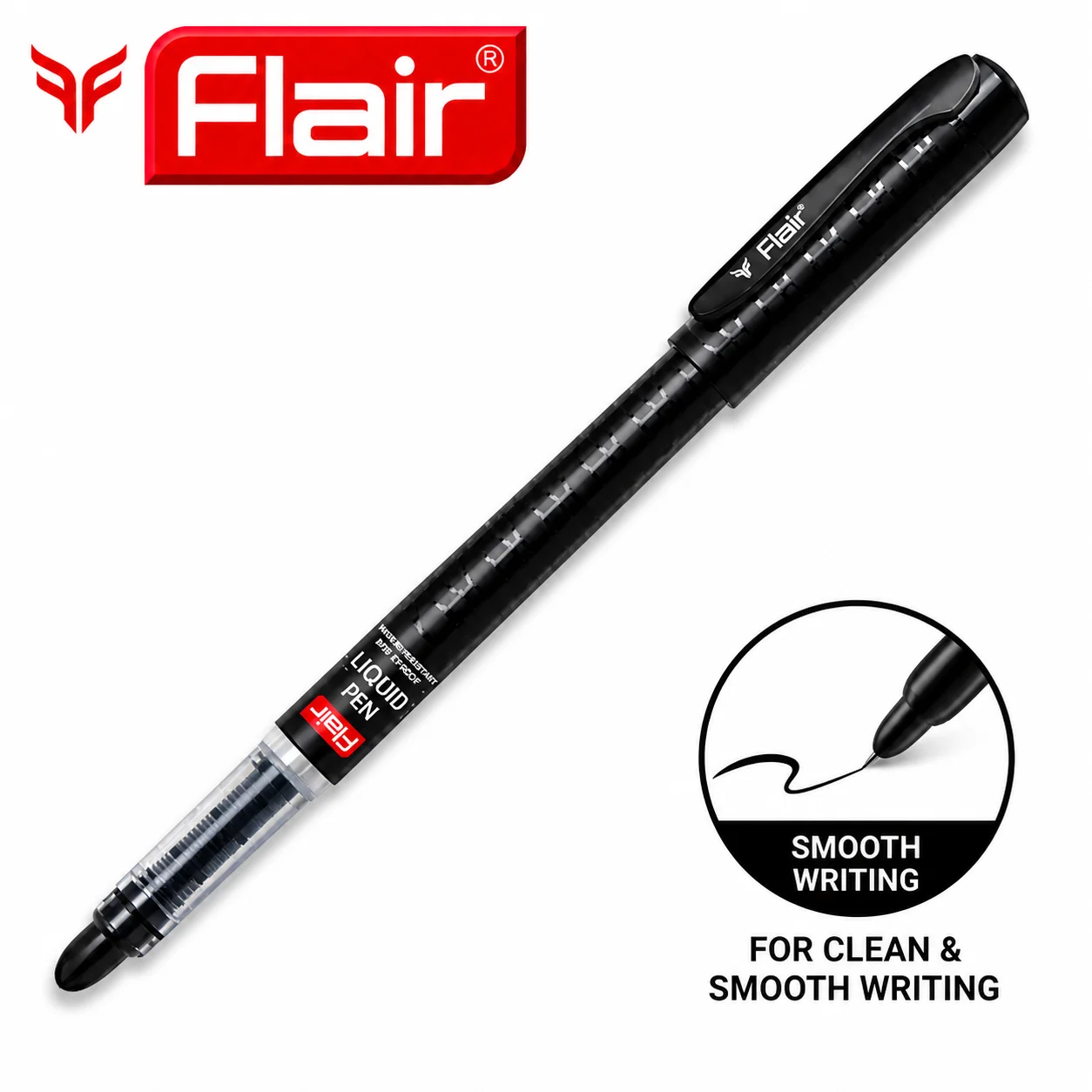 Flair Carbonix Black Inky Fountain Pen | Smooth Precision Writing 0.5mm Fine Tip – Refillable, Smudge Proof Pen for Students, Professionals & Daily Use