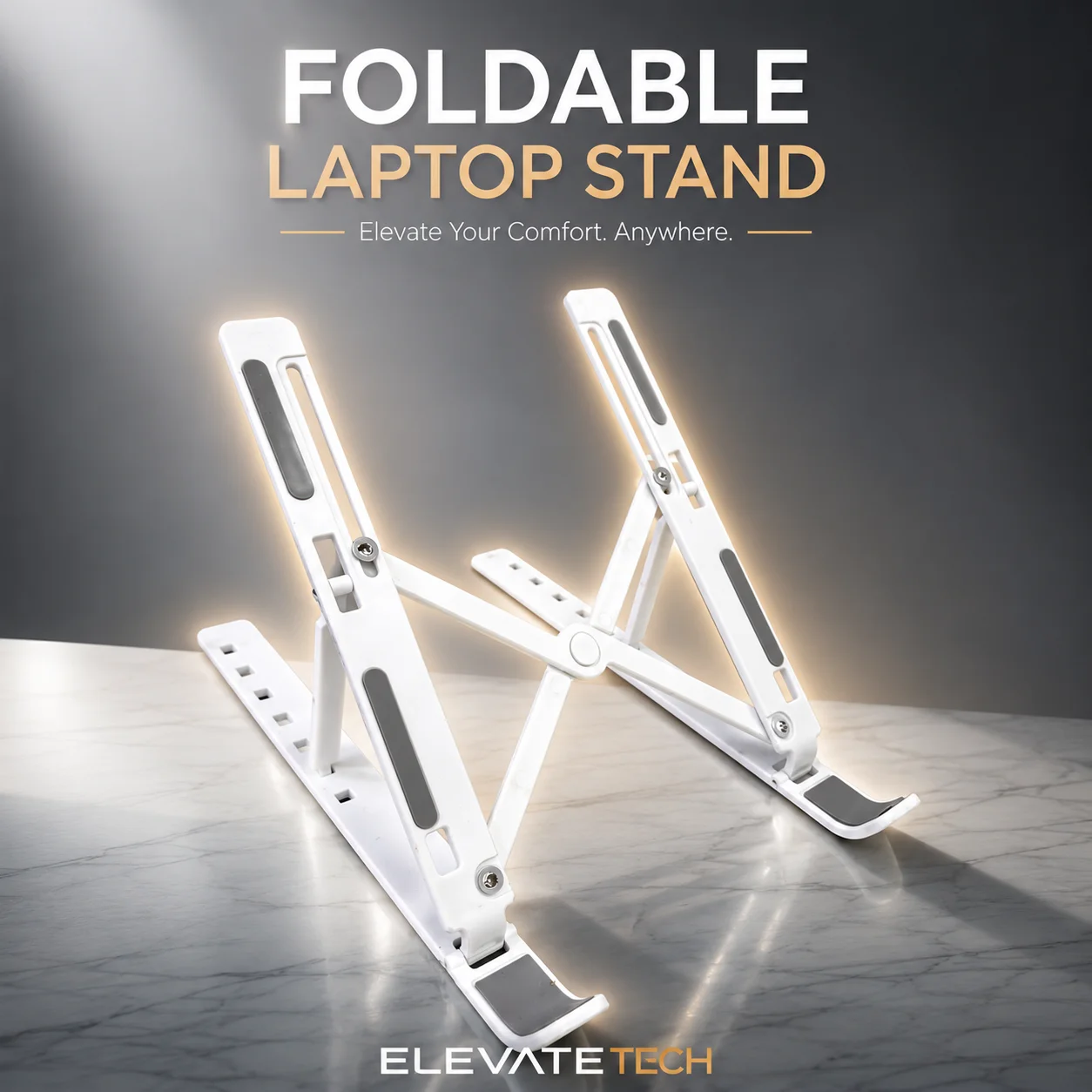 Foldable Laptop Stand | Adjustable Ergonomic Laptop Riser with Anti-Slip Pads – Sturdy, Lightweight & Portable Stand for Desk, Office, Home & Travel. (Colors & Design May Vary)