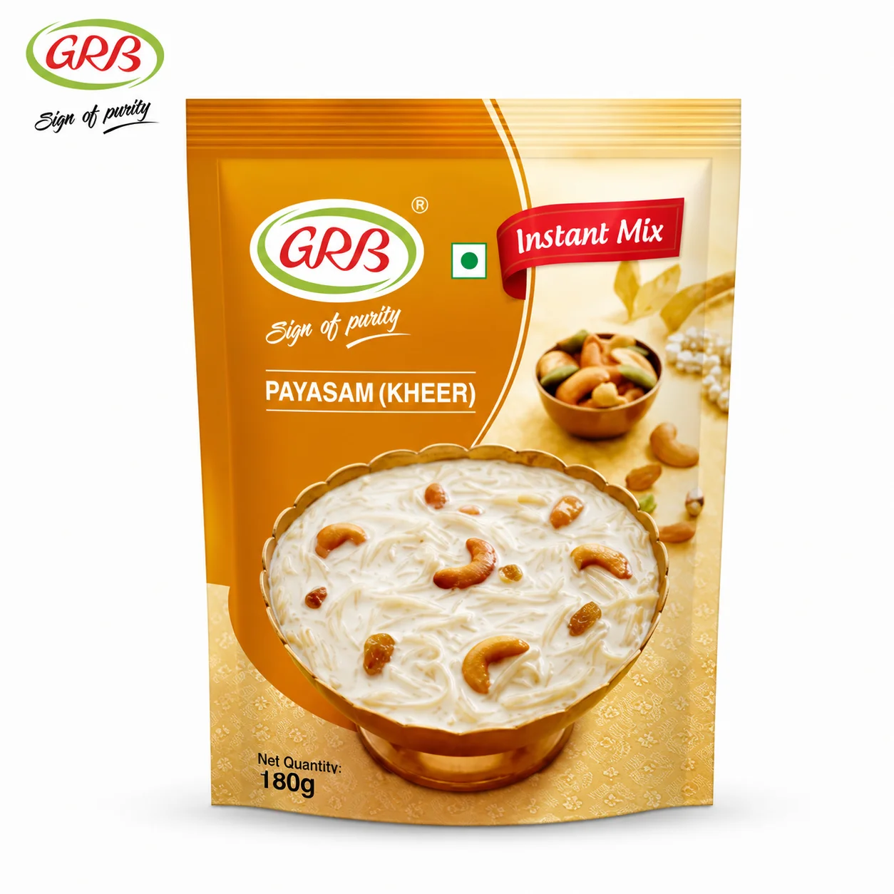 GRB Instant Payasam Mix Kheer 180G | Traditional Indian Dessert Mix | Quick & Easy Creamy Kheer for Festivals & Family Celebrations