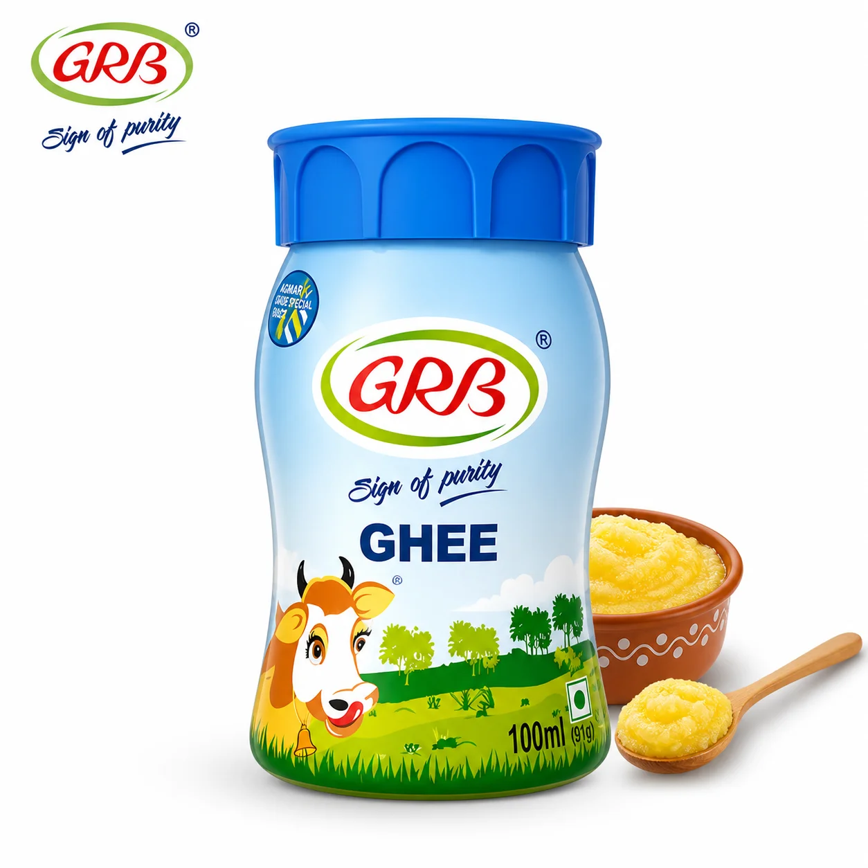 GRB Pure Cow Ghee Jar 100Ml | Rich & Aromatic Desi Ghee for Cooking, Rotis & Sweets | Natural Healthy Fat with No Preservatives