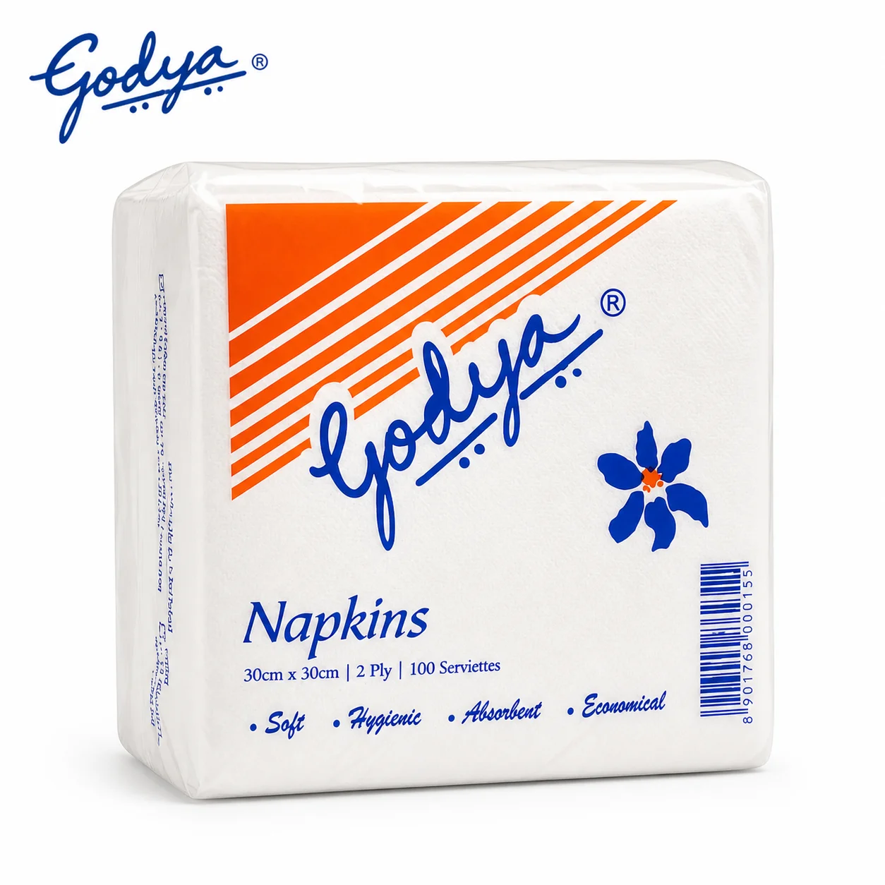 Godya Napkins 100 Serviettes | Soft & Absorbent 2 Ply Tissue Napkins for Meals, Parties, Office & Everyday Use
