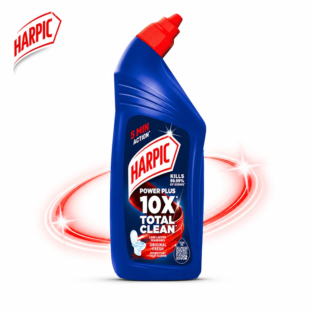 Harpic Original Fresh Toilet Cleaner 500ml | 10X Powerful Cleaning & Germ Kill | Removes Tough Stains, Limescale & Odor for Hygienic Toilets