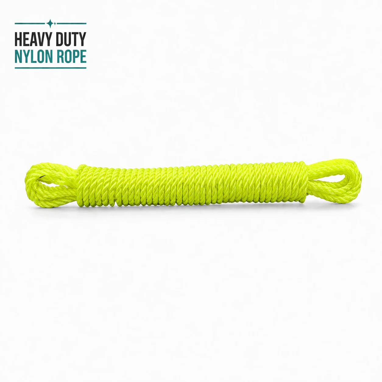 Heavy Duty Nylon Rope with Loop Ends | Strong Multi-Purpose Utility Rope for Camping, Clothesline & Outdoor Use | Durable Weather-Resistant Rope