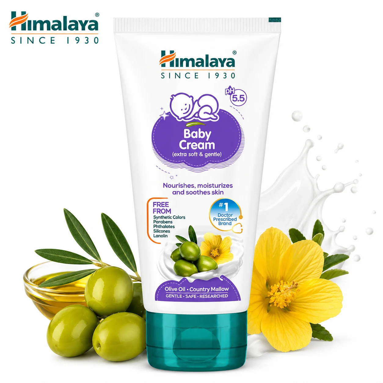 Himalaya Baby Cream 50ml | Deep Nourishing & Soothing Moisturizer | Extra Soft Gentle Care for Baby Skin with Olive Oil