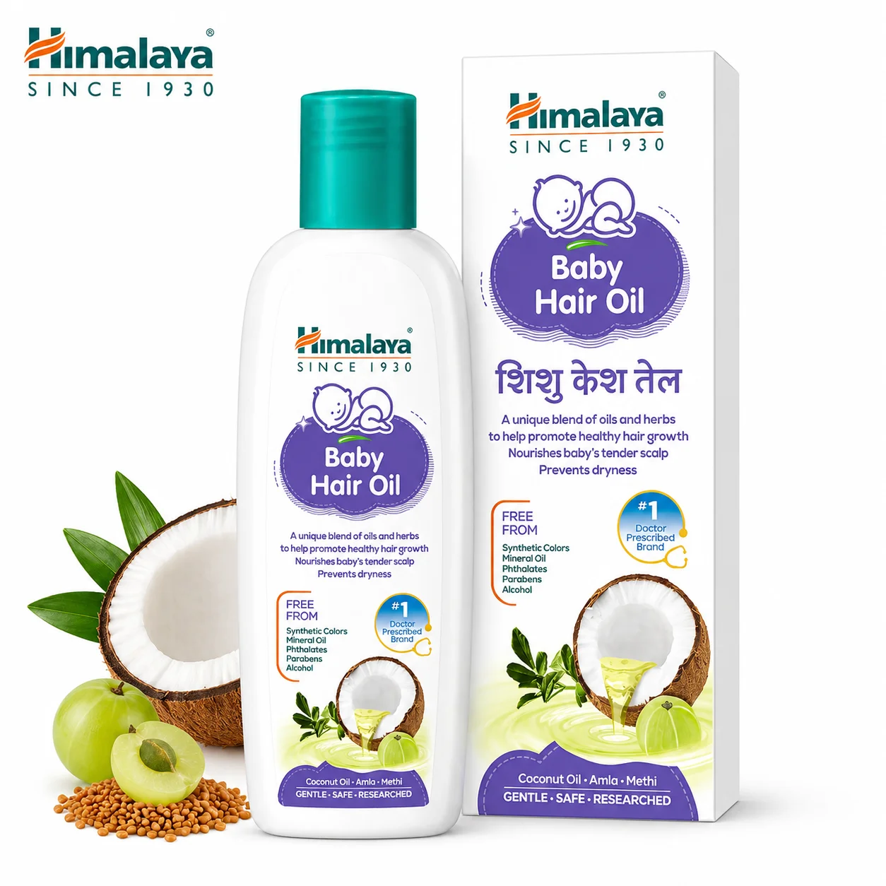 Himalaya Baby Hair Oil 100ml | Nourishes Scalp & Promotes Healthy Hair Growth | Gentle Daily Baby Care with Coconut, Amla & Methi