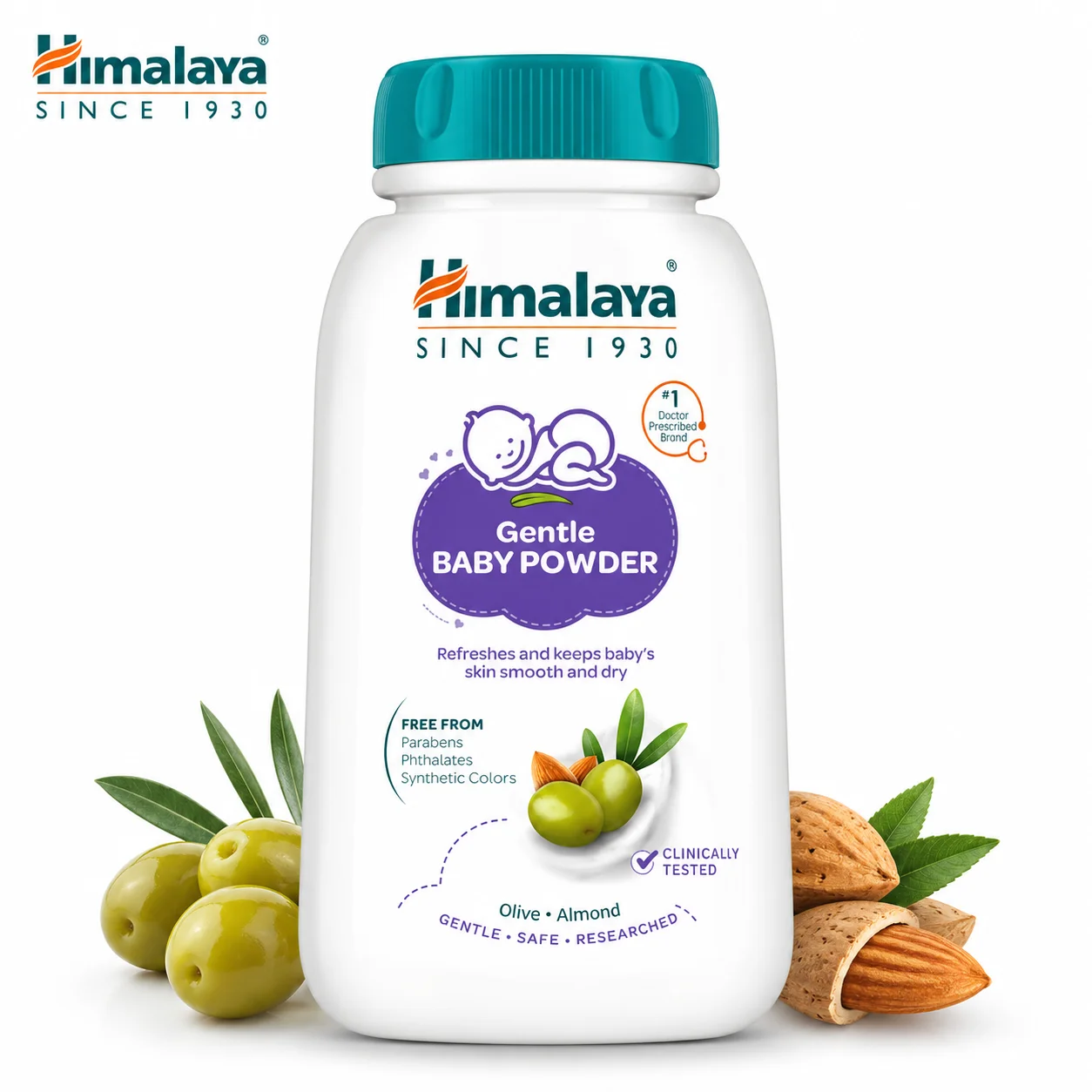 Himalaya Baby Powder 50g | Gentle & Soft Talc for Babies | Keeps Skin Dry, Rash-Free & Fresh | Daily Baby Care with Olive & Almond