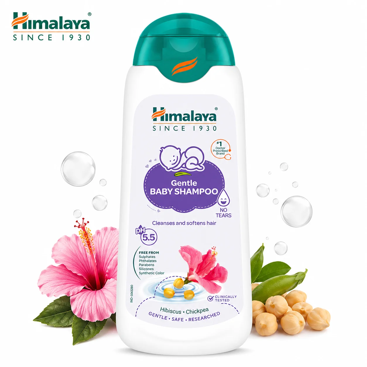 Himalaya Gentle Baby Shampoo 100ml | No Tears Mild Cleansing Shampoo for Babies | Hibiscus & Chickpea Nourishing Hair Care Safe from Birth