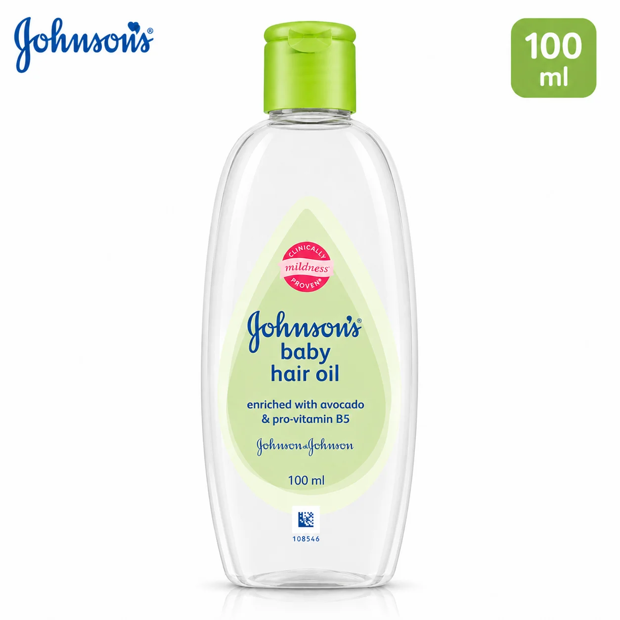 Johnson’s Baby Hair Oil 100ml | Avocado & Pro-Vitamin B5 Nourishing Oil | Gentle Care for Soft, Healthy Baby Hair & Scalp