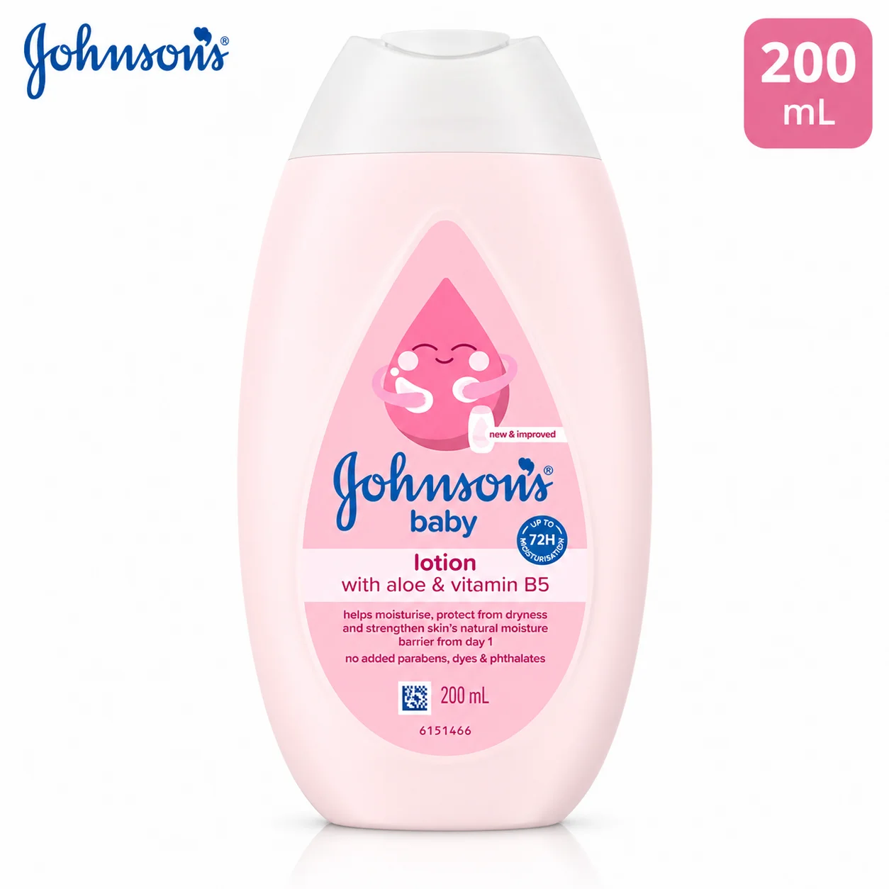 Johnson’s Baby Lotion 200ml | Aloe & Vitamin B5 Moisturizer | 24H Hydration for Soft, Smooth & Healthy Baby Skin