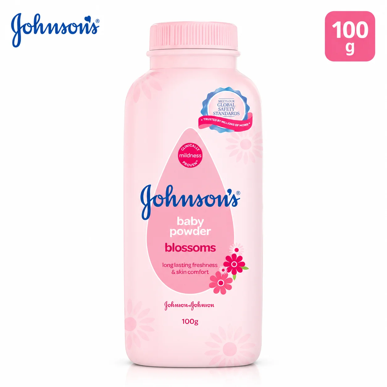 Johnson’s Baby Powder Blossoms 100g | Gentle & Mild Baby Talc | Long Lasting Freshness for Soft, Smooth & Happy Baby Skin