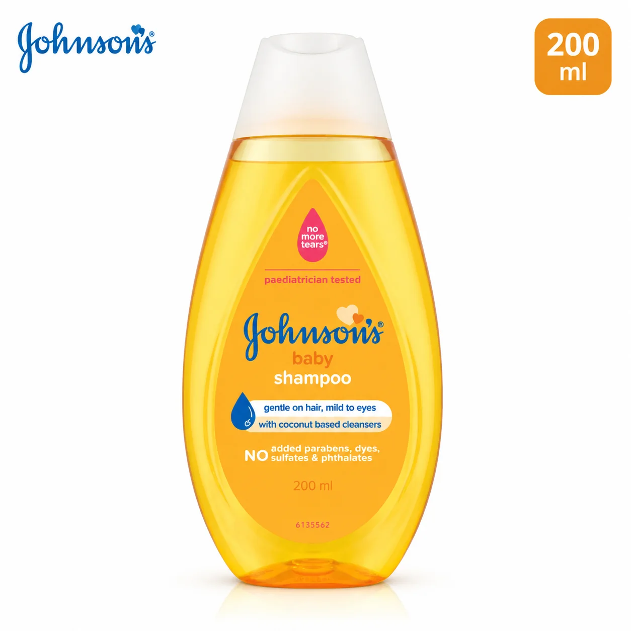 Johnson’s Baby Shampoo 200ml | No More Tears Formula | Gentle Coconut-Based Cleanser for Soft & Healthy Baby Hair