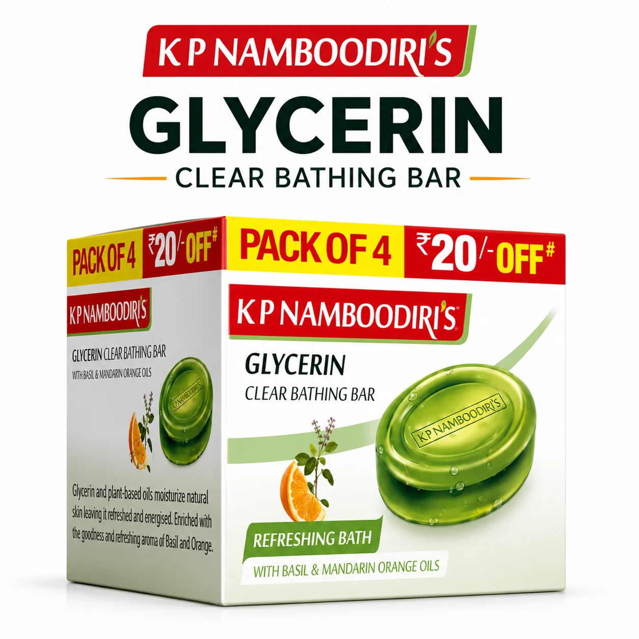 K.P Namboodiri’s Mandarin Orange Glycerin Bathing Soap 100g (Pack of 3) | Refreshing Herbal Bath Bar for Deep Cleanse & Moisturizing Care | Natural Daily Skin Care