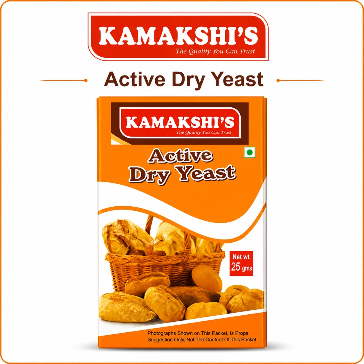 Kamakshi’s Instant Dry Yeast 25g | Fast Rising Baking Yeast for Bread, Pizza & Cakes | Premium Quality Instant Yeast for Soft, Fluffy & Perfect Rise Every Time