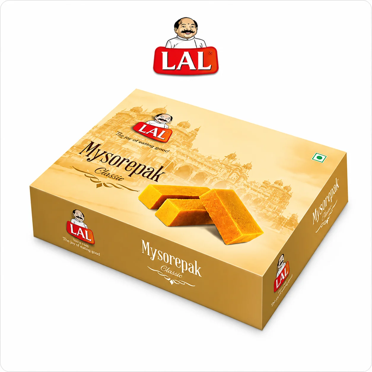 Lal Mysore Pak Classic 200G | Authentic South Indian Sweet with Pure Ghee | Soft Melt-in-Mouth Dessert for Festivals, Gifting & Family Treats