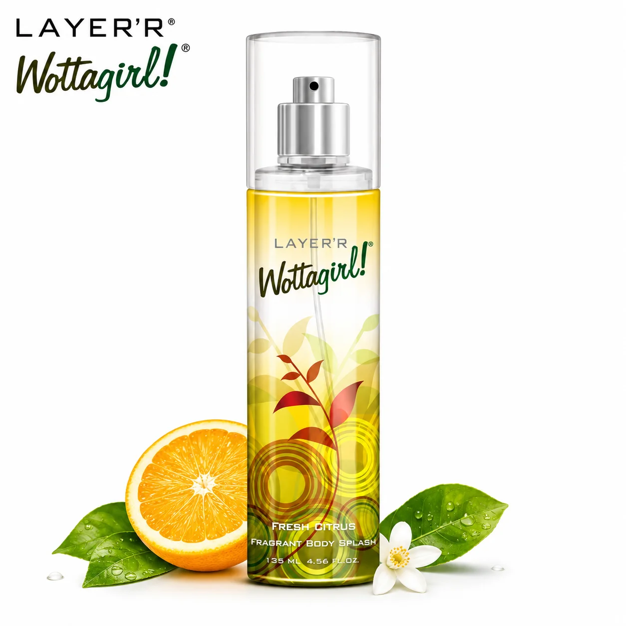 Layer’r Wottagirl Fresh Citrus Fragrant Body Splash 135ml | Long Lasting Refreshing Citrus Perfume Spray for Women | Everyday Freshness & Uplifting Fragrance