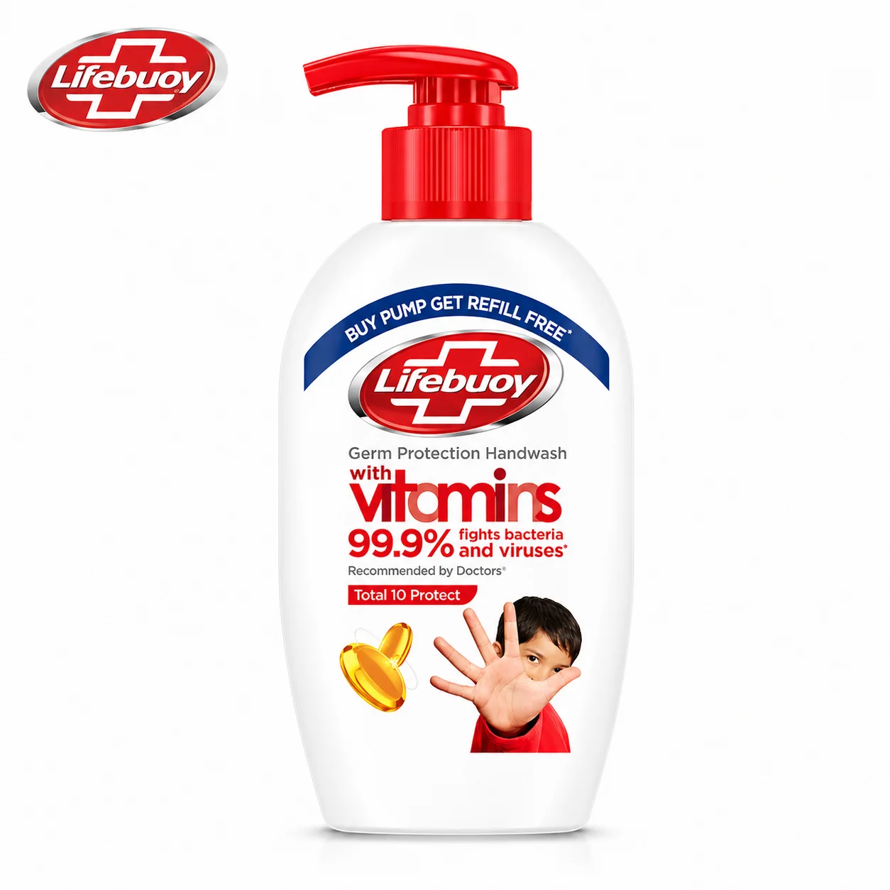 Lifebuoy Total 10 Protect Handwash 190ML | 99.9% Germ Protection with Vitamins | Antibacterial Liquid Hand Soap for Family Hygiene & Daily Use