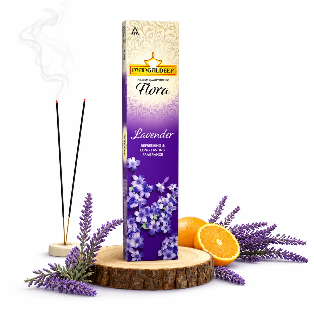 Mangaldeep Flora Lavender Agarbathi 14G | Soothing Lavender Fragrance Incense Sticks for Meditation, Relaxation & Home
