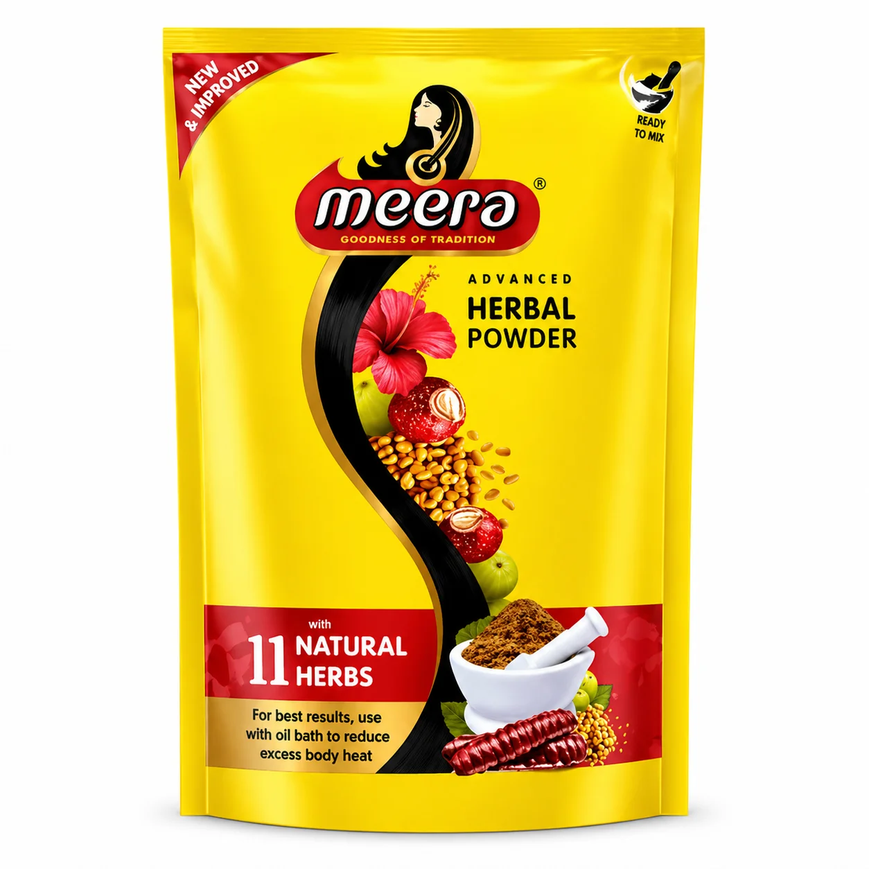 Meera Advanced Herbal Powder 80g | 11 Natural Herbs for Body Cooling & Hair Nourishment | Traditional Wellness Care for Whole Family