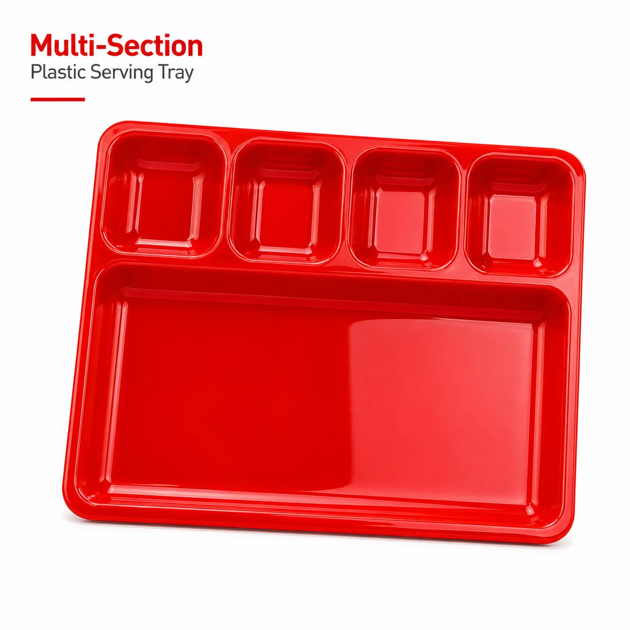 Multi-Section Plastic Serving Tray | 4-Compartment Food Organizer Plate for Snacks, Meals & Parties – Durable, BPA-Free & Reusable