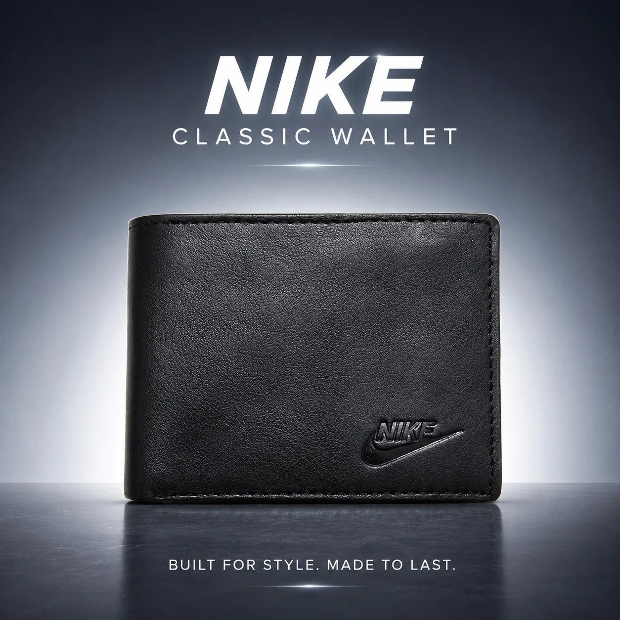 Nike Classic Men’s Genuine Leather Bifold Wallet – Slim Black Wallet with Multiple Card Slots, Cash Compartment & Premium Stitching (product colour may be different). (Colors & Design May Vary)