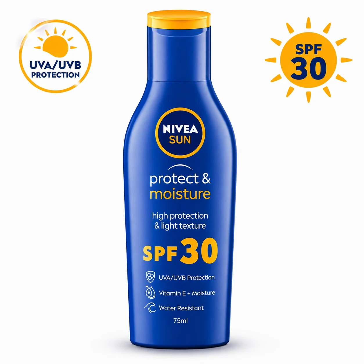 Nivea Sun Protect & Moisture SPF30 Sunscreen 75ml | UVA/UVB Protection with Hydration | Water Resistant Non-Greasy Daily Use
