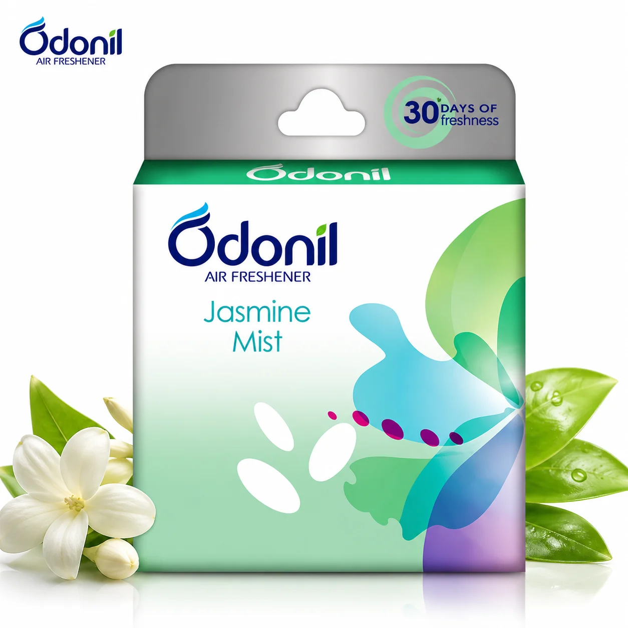 Odonil Jasmine Mist Air Freshener 72g | Long Lasting Fragrance, Odour Eliminator & Fresh Home, Bathroom & Office Deodorizer