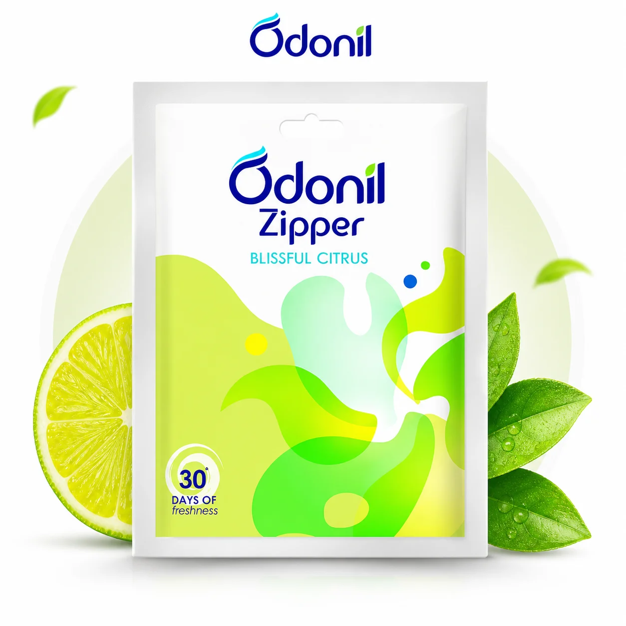 Odonil Zipper Blissful Citrus 10g | Long-Lasting Air Freshener for Wardrobe, Car & Small Spaces | Fresh Citrus Fragrance
