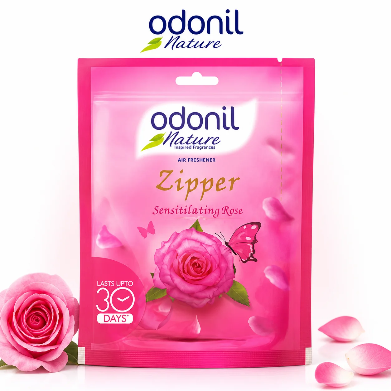 Odonil Zipper Scintillating Rose 10G | Long-Lasting Rose Air Freshener for Wardrobe, Drawer, Car & Bathroom | Up to 30 Days Freshness