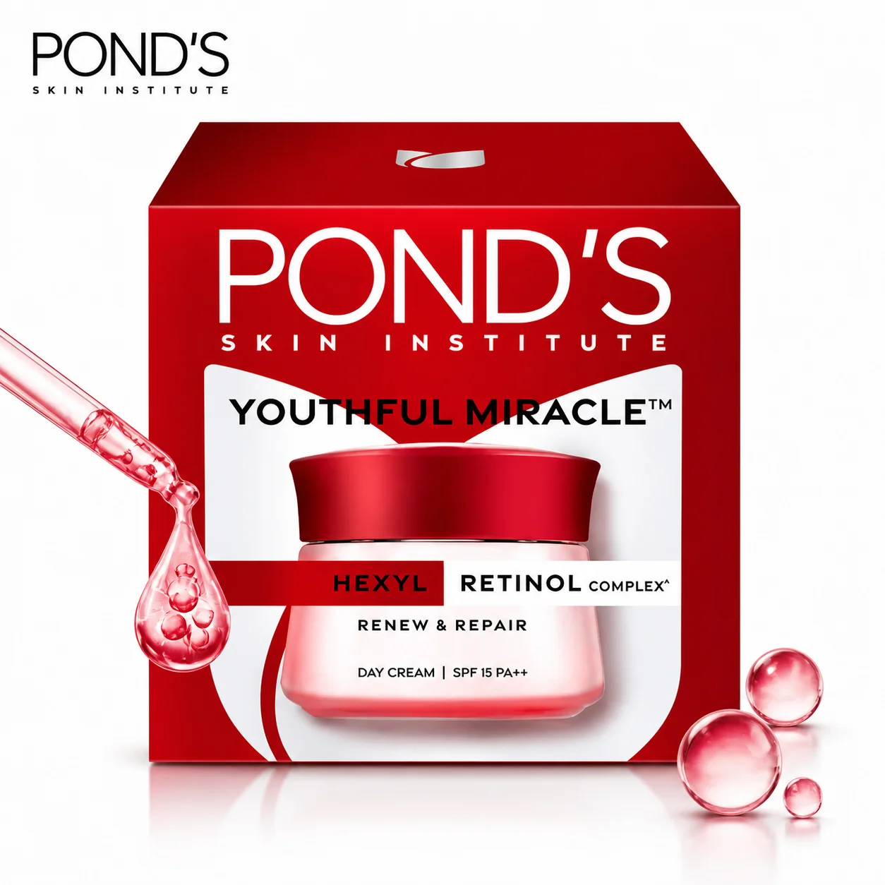 POND’S Age Miracle Youthful Glow Cream 12g | Anti-Aging Day Cream with Retinol, SPF 15 PA++ & Skin Repair for Wrinkle Reduction