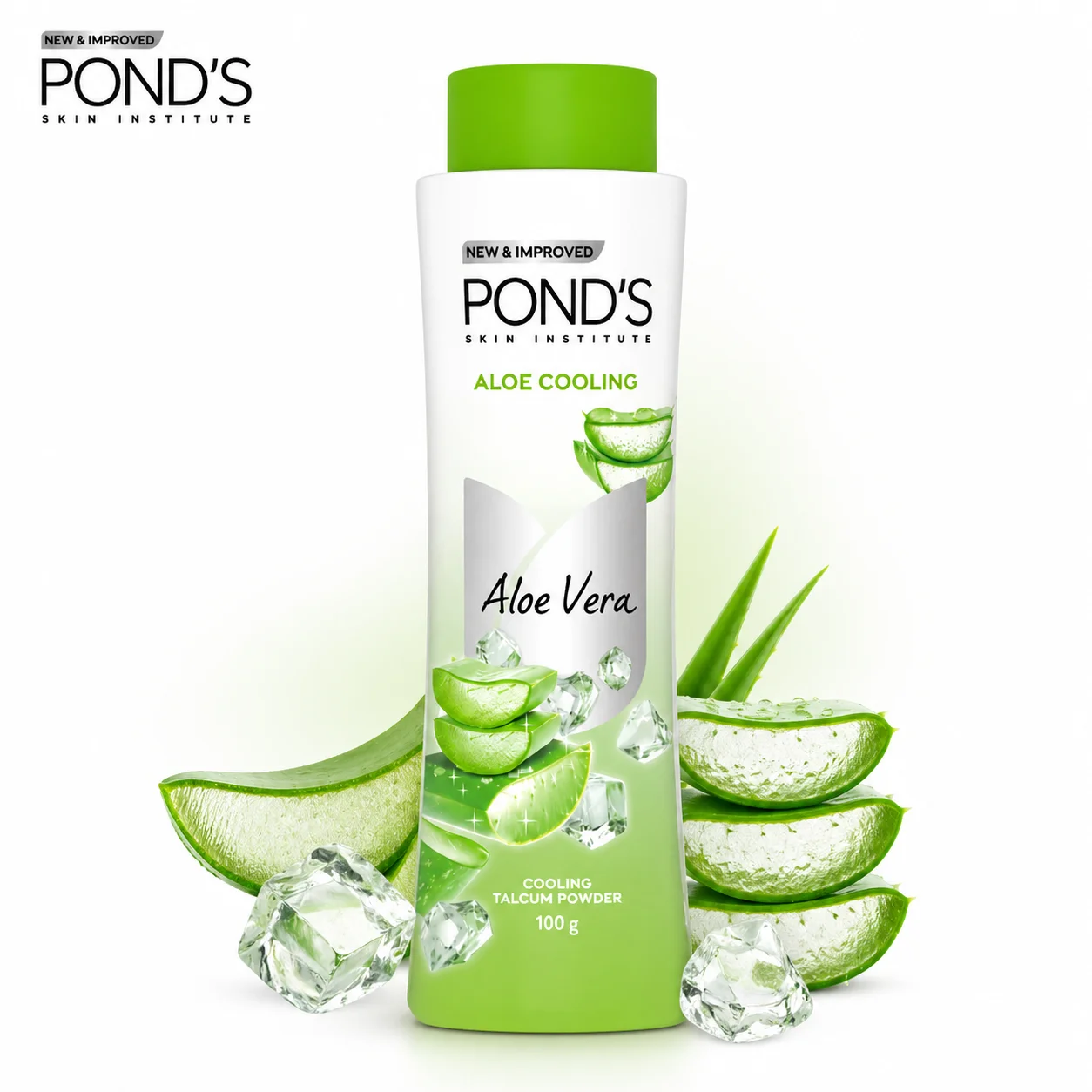 POND’S Aloe Vera Cooling Talcum Powder 100g | Instant Cooling Freshness, Sweat Absorption & Soothing Skin Care for Daily Use