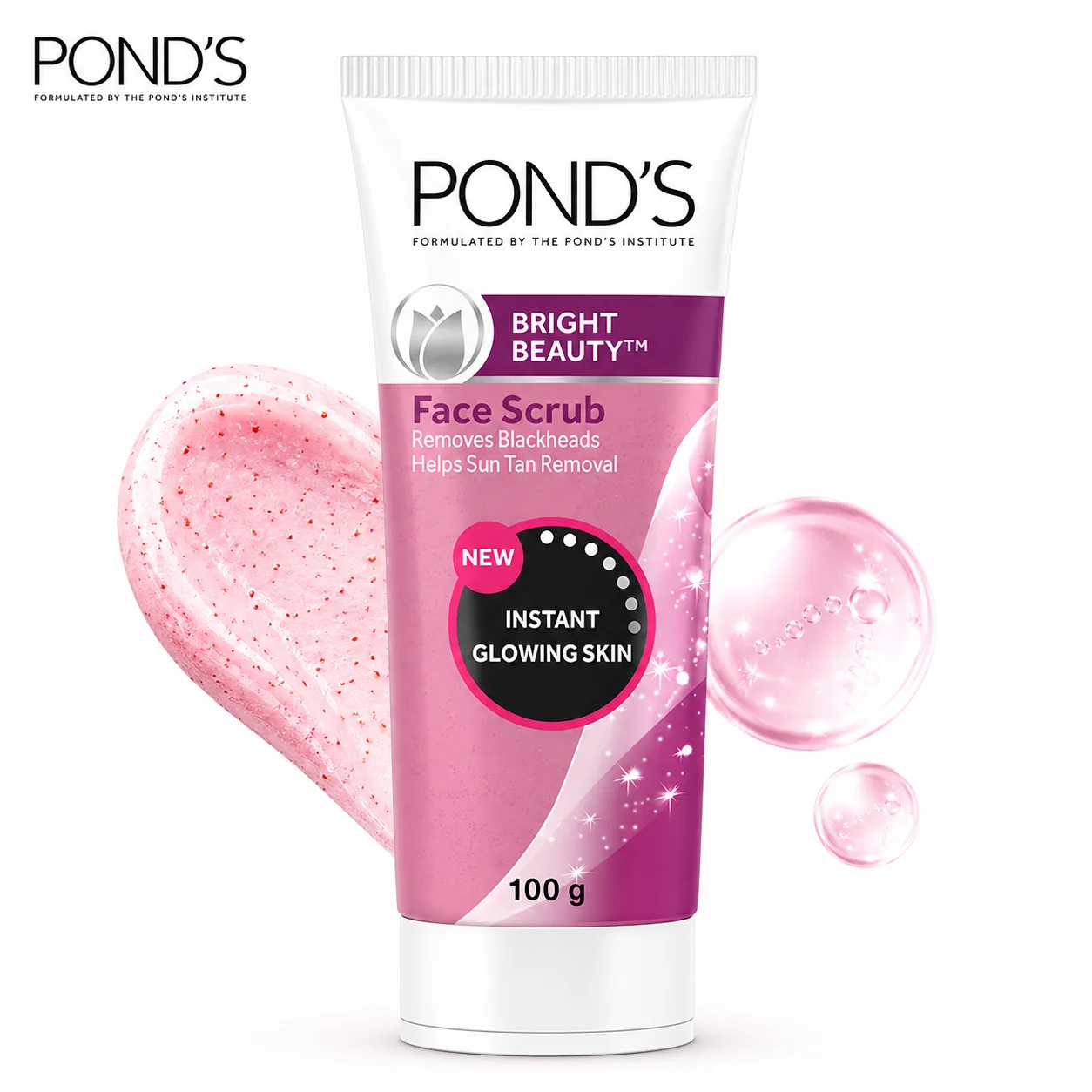 POND’S Bright Beauty Face Scrub 100g | Anti-Dullness Exfoliating Scrub for Blackhead Removal, Tan Reduction & Instant Glowing Skin