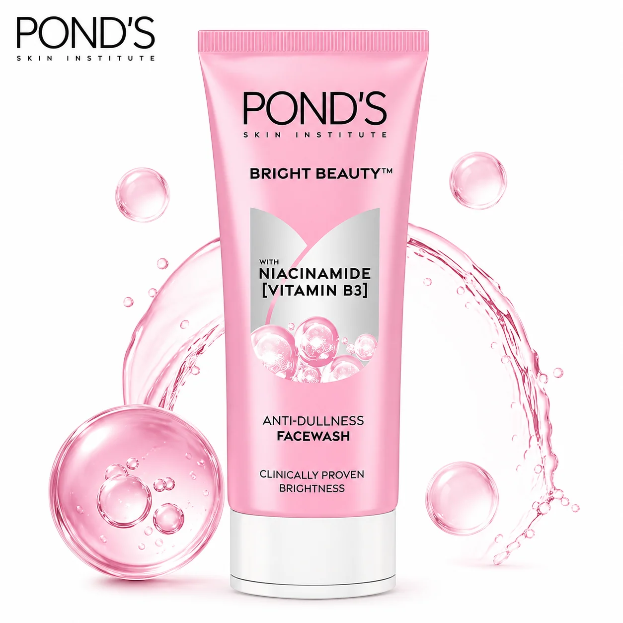 POND’S Bright Beauty Face Wash 100g | Niacinamide Anti-Dullness Cleanser for Brighter, Even-Tone & Glowing Skin