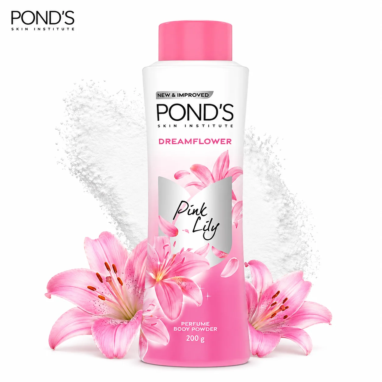 POND’S Dreamflower Pink Lily Talcum Powder 200g | Long Lasting Floral Fragrance Body Powder - Absorbs Sweat & Keeps Skin Soft Fresh All Day