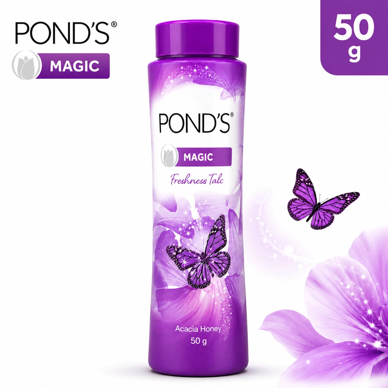 POND`S Magic Freshness Talcum Powder 50G | Long Lasting Fragrance & Soft Smooth Skin for Daily Freshness