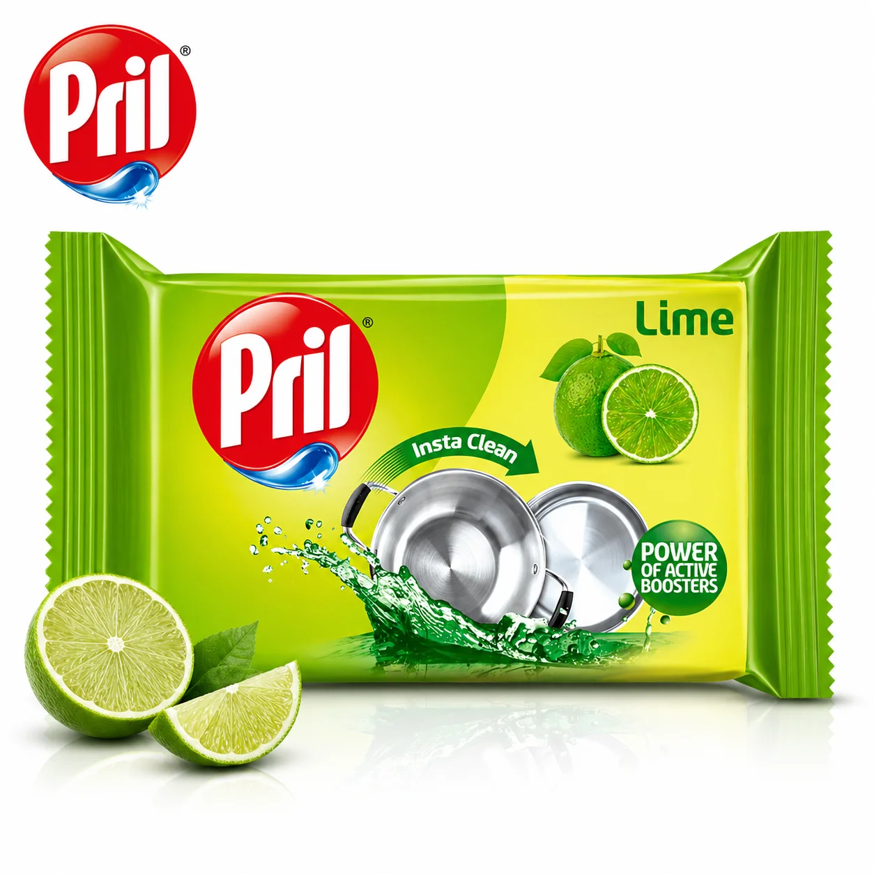 PRIL Lime Dishwash Bar 400g | Insta Clean Grease Remover with Lime Freshness - Sparkling Utensils & Gentle on Hands
