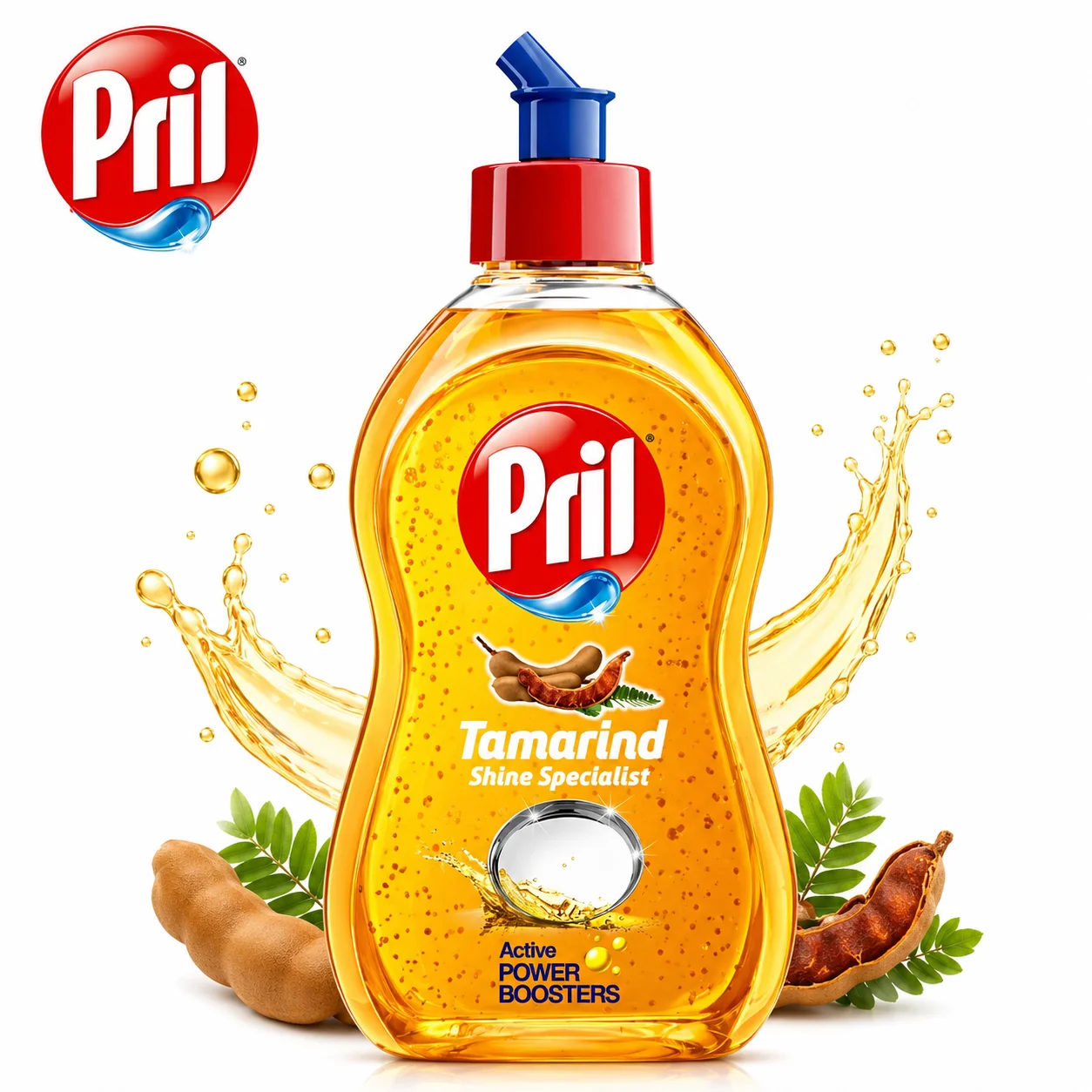 PRIL Tamarind Liquid 225ml | Dishwashing Liquid for Tough Grease Removal - Sparkling Shine & Gentle on Hands