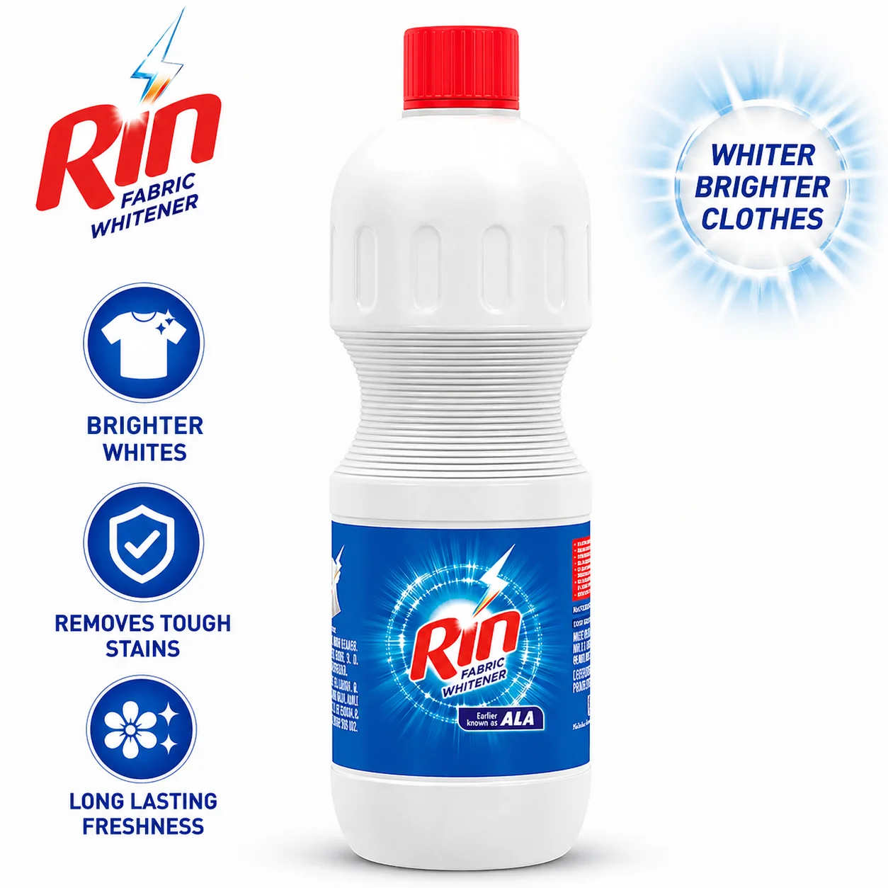 RIN ALA 500ML | Powerful Laundry Detergent Liquid | Advanced Stain Removal Formula | Fresh Fragrance | Tough on Dirt, Gentle on Clothes | Ideal for Daily Washing