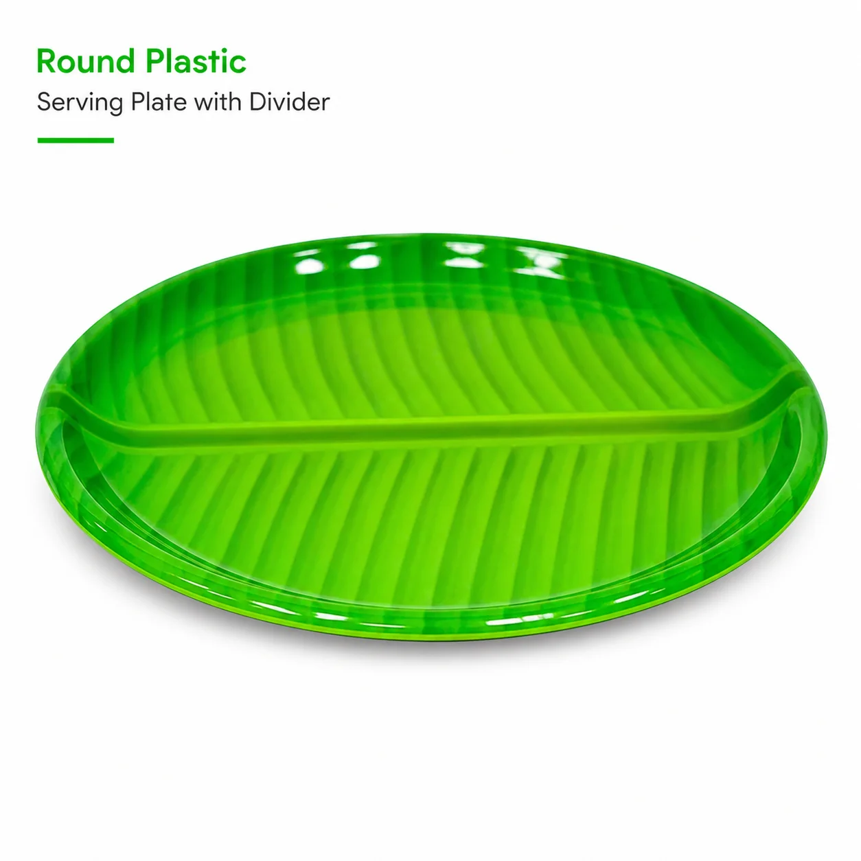 Round Plastic Serving Plate with Divider | 2-Section Snack & Meal Plate – Lightweight, Durable Food Organizer for Home, Parties & Kids